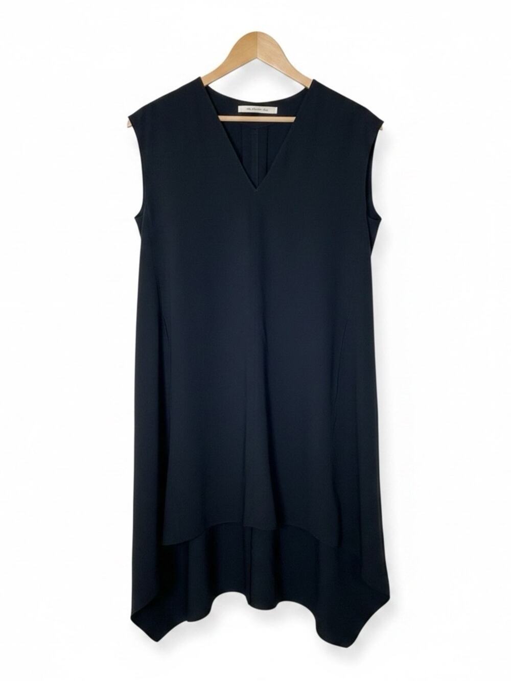 Rachel Roy Black Sleeveless V-Neck Navy Asymmetric Hem Dress size XS B88